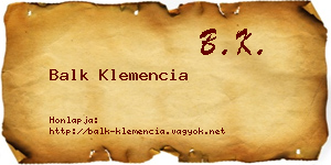 Balk Klemencia névjegykártya
